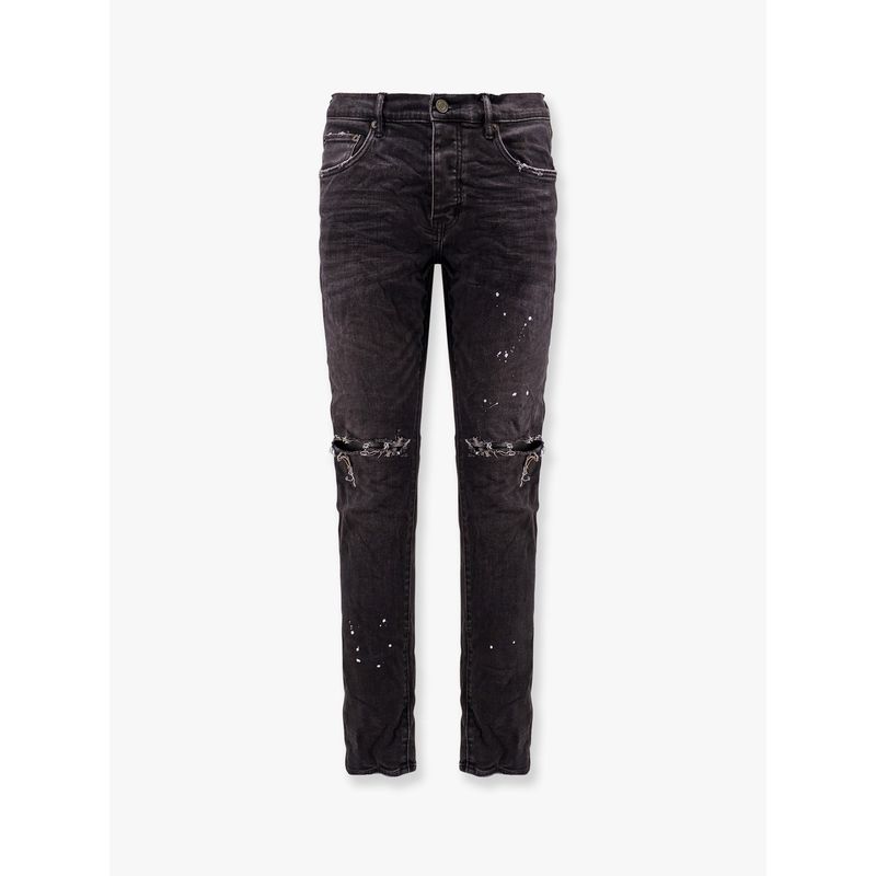 Purple Brand Men Black Over Spray Slim Fit Jeans